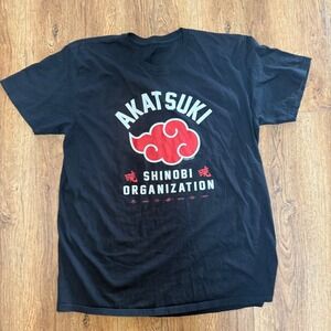 Naruto Shippuden Akatsuki Shinobi Organization Black Cloud Graphic Shirt Mens XL